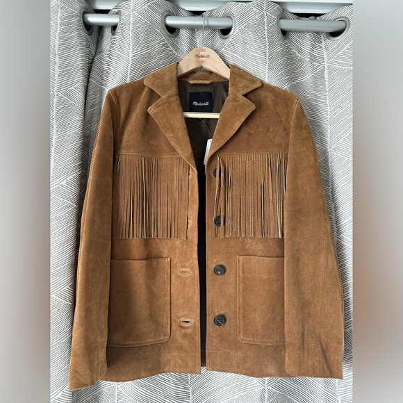 Madewell Fringe Shirt Jacket in Suede New With Tags Small Coastal Cowgirl - Picture 10 of 15